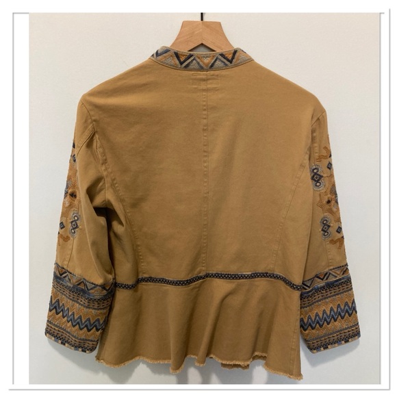 Johnny Was Amika Peplum Military Jacket Khaki Size Small - Picture 10 of 12